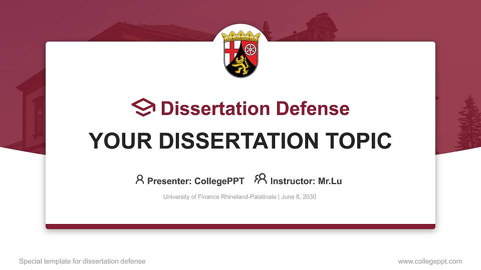 University of Finance Rhineland-Palatinate Graduation Thesis Defense PPT Template16:9 ratio PPT effect preview image
