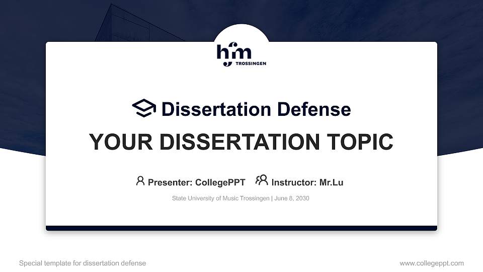 State University of Music Trossingen Graduation Thesis Defense PPT Template16:9 ratio PPT effect preview image