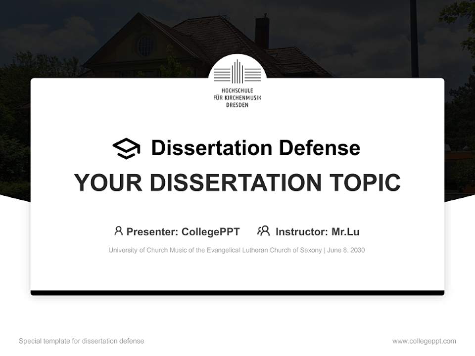 University of Church Music of the Evangelical Lutheran Church of Saxony Graduation Thesis Defense PPT Template4:3 ratio PPT effect preview image7