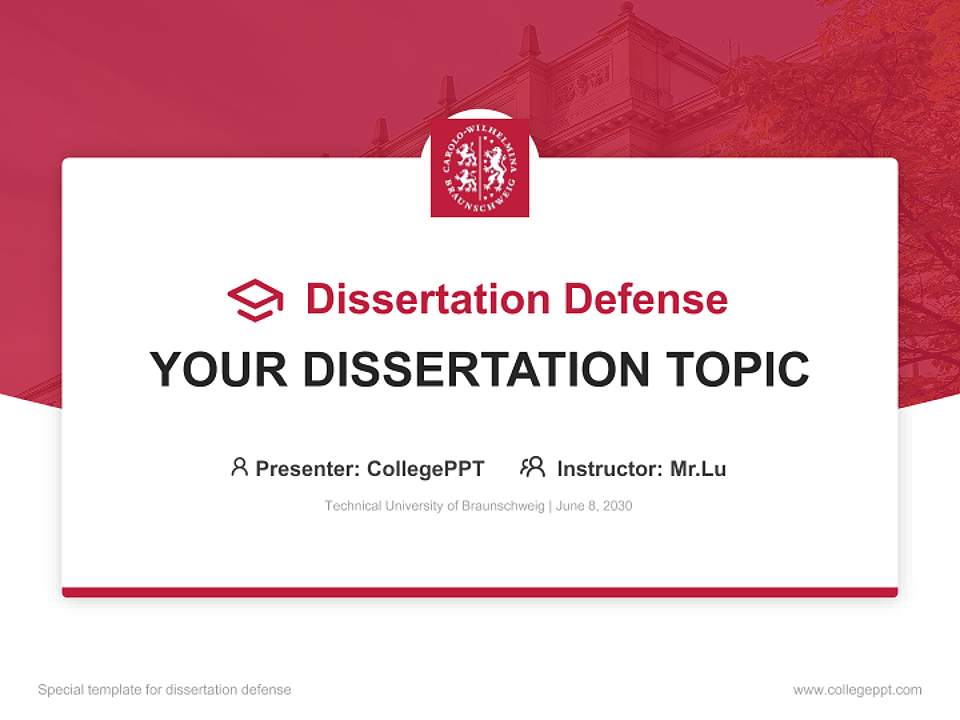 Technical University of Braunschweig Graduation Thesis Defense PPT Template4:3 ratio PPT effect preview image7