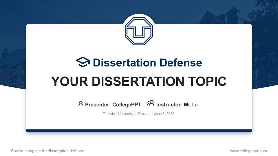Technical University of Dresden Graduation Thesis Defense PPT Template16:9 ratio PPT effect preview image