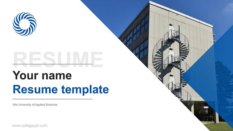 Ulm University of Applied Sciences Resume PPT Template16:9 ratio PPT effect preview image