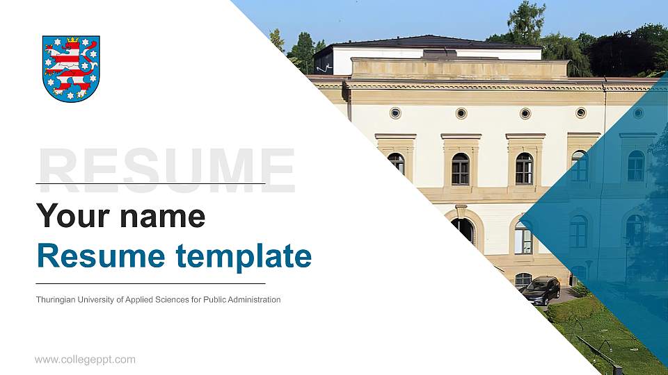 Thuringian University of Applied Sciences for Public Administration Resume PPT Template16:9 ratio PPT effect preview image