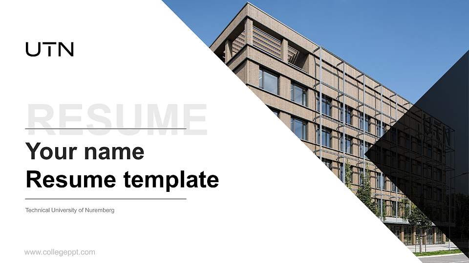 Technical University of Nuremberg Resume PPT Template16:9 ratio PPT effect preview image