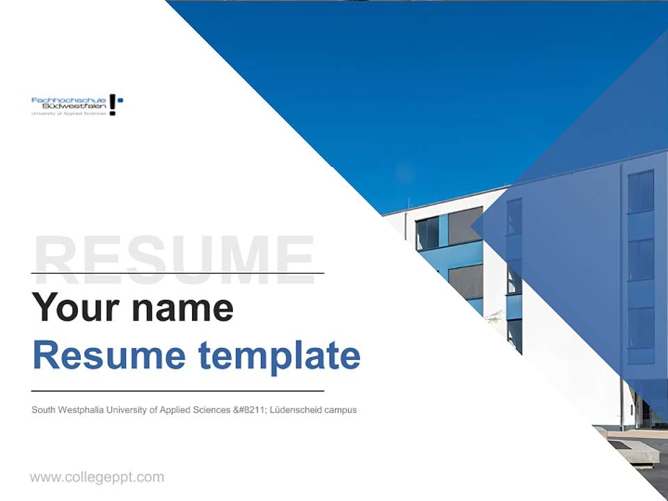South Westphalia University of Applied Sciences – Lüdenscheid campus Resume PPT Template4:3 ratio PPT effect preview image5