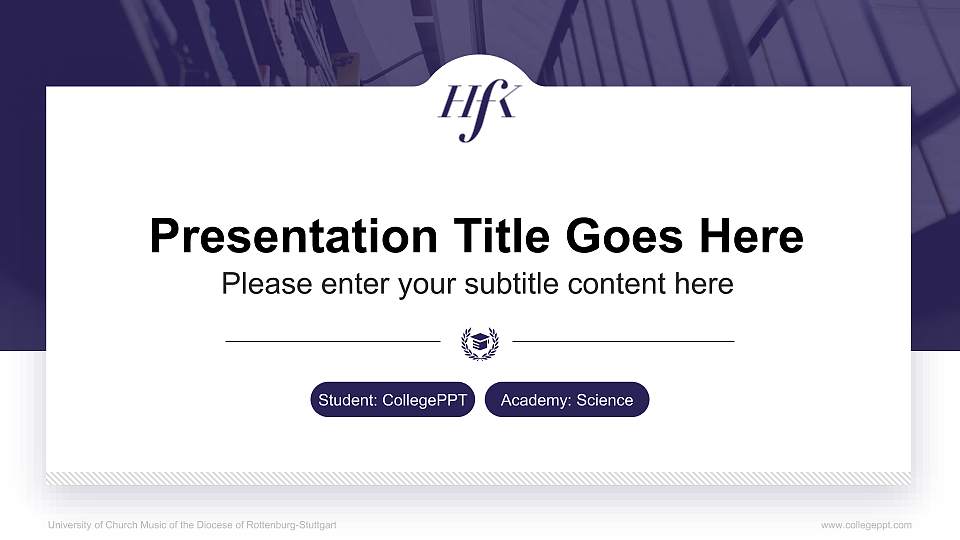 University of Church Music of the Diocese of Rottenburg-Stuttgart National Scholarship Defense PPT Template16:9 ratio PPT effect preview image