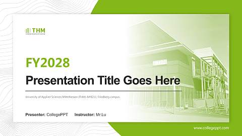 University of Applied Sciences Mittelhessen (THM) – Friedberg campus Academic Presentation/Research Findings Report PPT Template