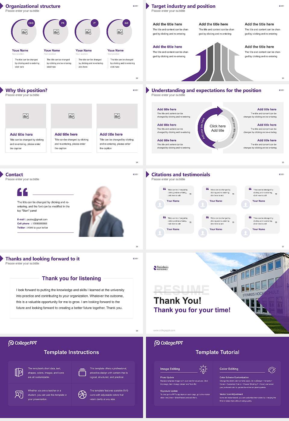 Steinbeis University Resume PPT Template16:9 ratio PPT effect preview image4