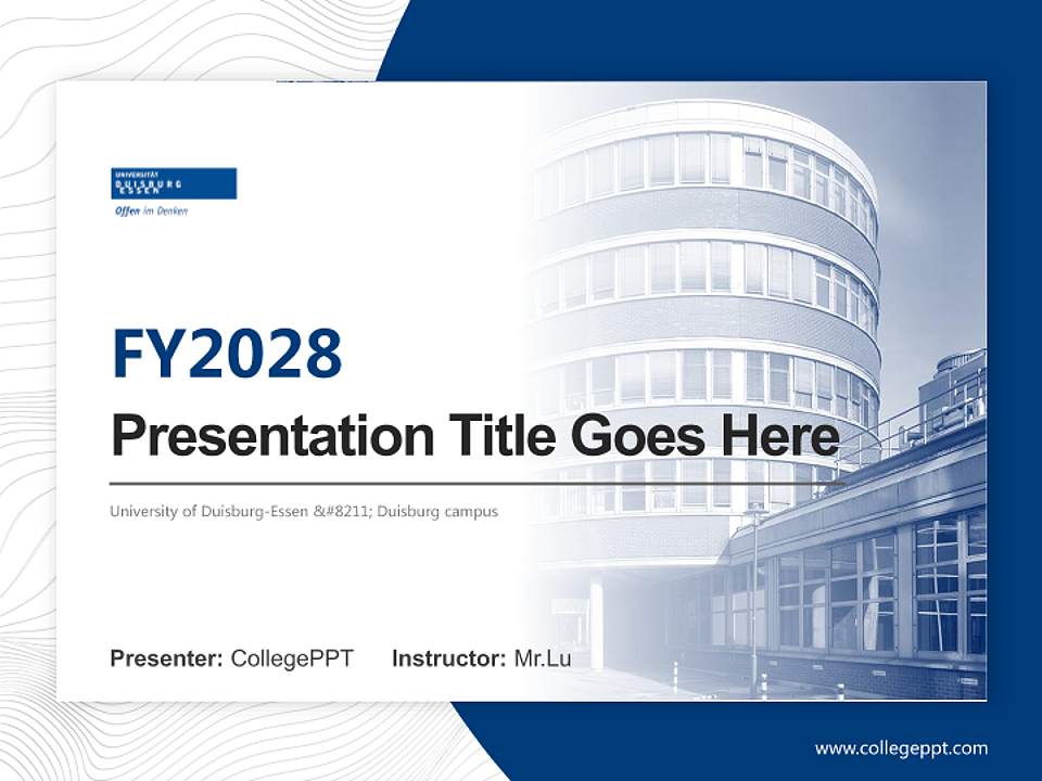 University of Duisburg-Essen – Duisburg campus Academic Presentation/Research Findings Report PPT Template4:3 ratio PPT effect preview image5