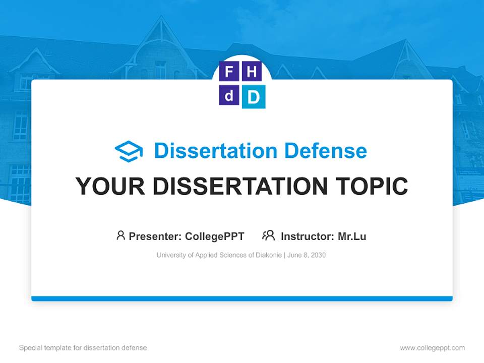 University of Applied Sciences of Diakonie Graduation Thesis Defense PPT Template4:3 ratio PPT effect preview image7