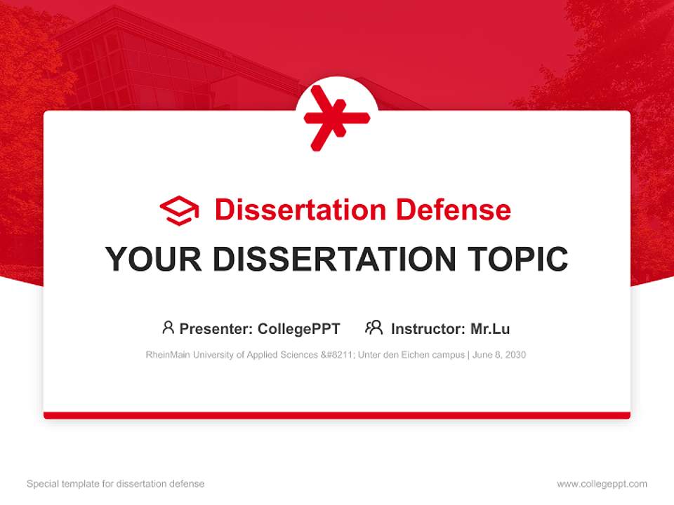 RheinMain University of Applied Sciences – Unter den Eichen campus Graduation Thesis Defense PPT Template4:3 ratio PPT effect preview image7
