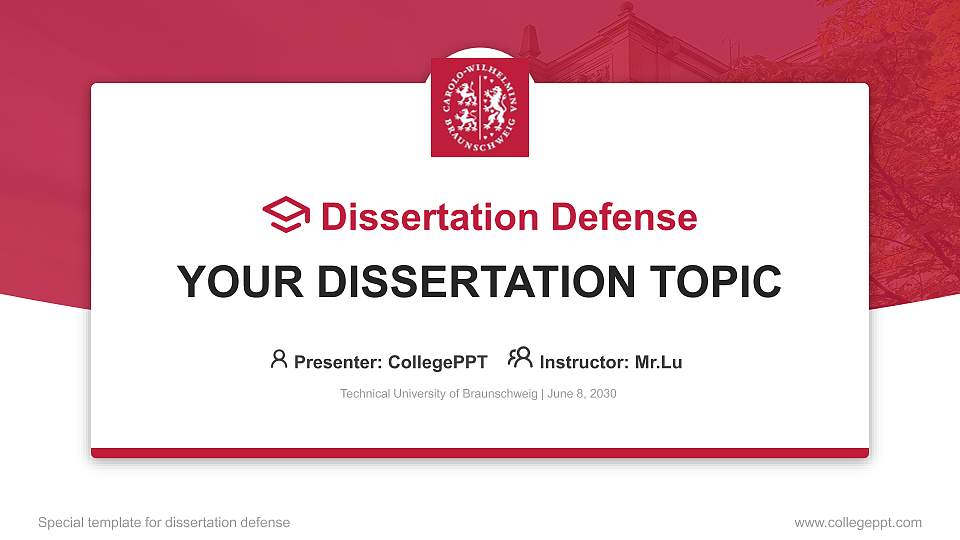 Technical University of Braunschweig Graduation Thesis Defense PPT Template16:9 ratio PPT effect preview image