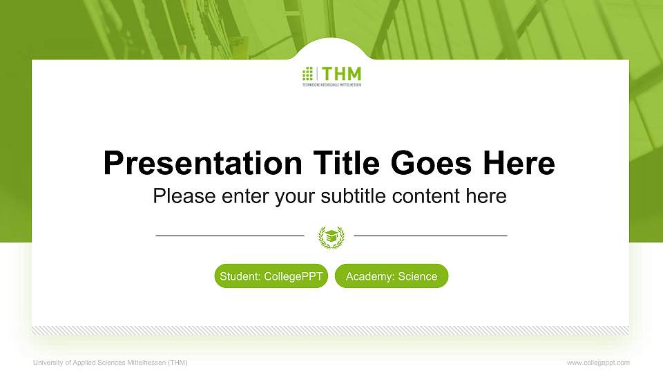 University of Applied Sciences Mittelhessen (THM) National Scholarship Defense PPT Template16:9 ratio PPT effect preview image