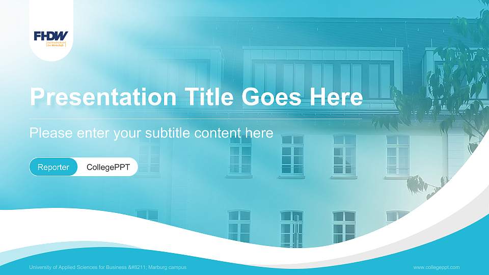 University of Applied Sciences for Business – Marburg campus Lecture Sharing and Networking Event PPT Template16:9 ratio PPT effect preview image