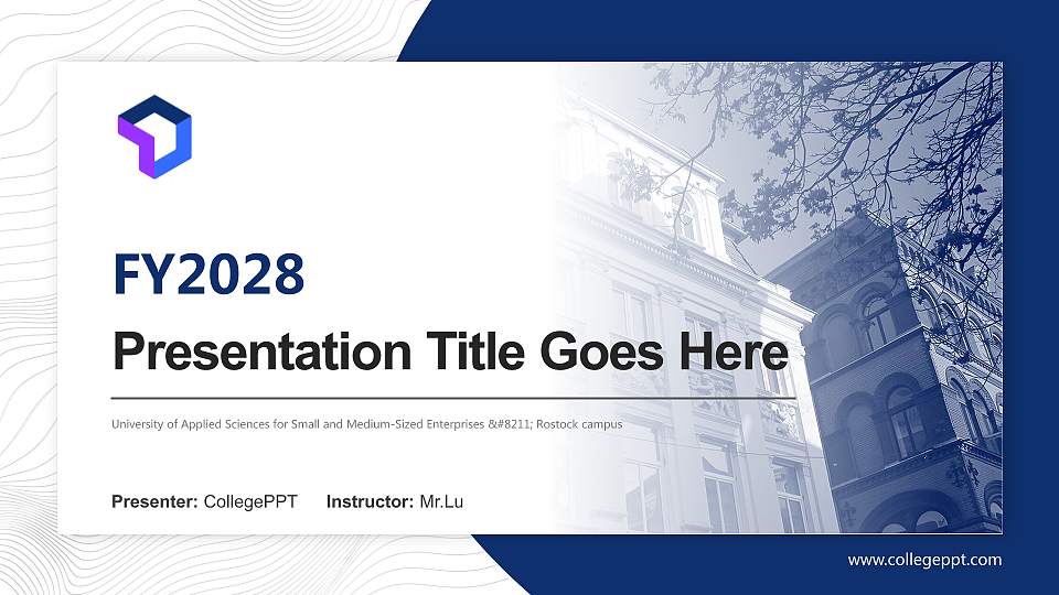 University of Applied Sciences for Small and Medium-Sized Enterprises – Rostock campus Academic Presentation/Research Findings Report PPT Template16:9 ratio PPT effect preview image