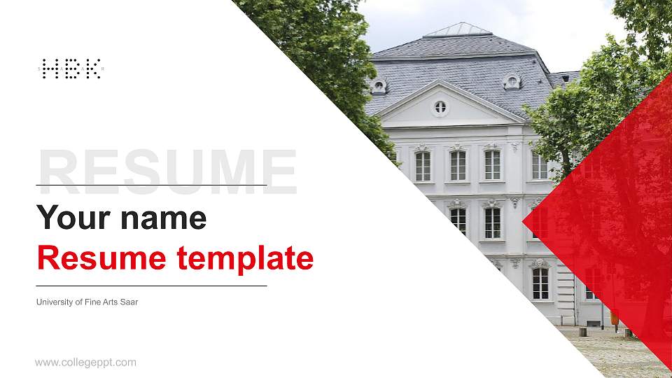 University of Fine Arts Saar Resume PPT Template16:9 ratio PPT effect preview image