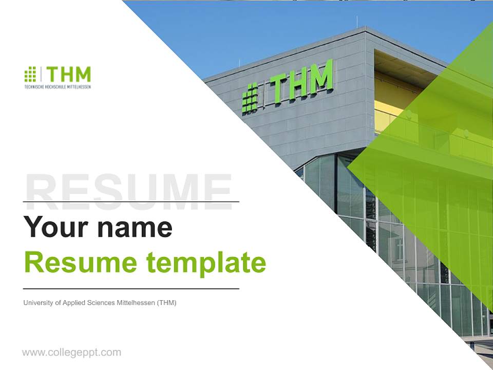 University of Applied Sciences Mittelhessen (THM) Resume PPT Template4:3 ratio PPT effect preview image5