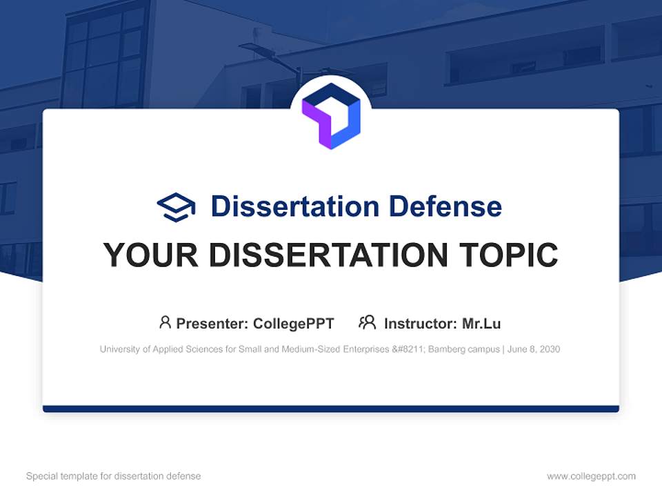 University of Applied Sciences for Small and Medium-Sized Enterprises – Bamberg campus Graduation Thesis Defense PPT Template4:3 ratio PPT effect preview image7