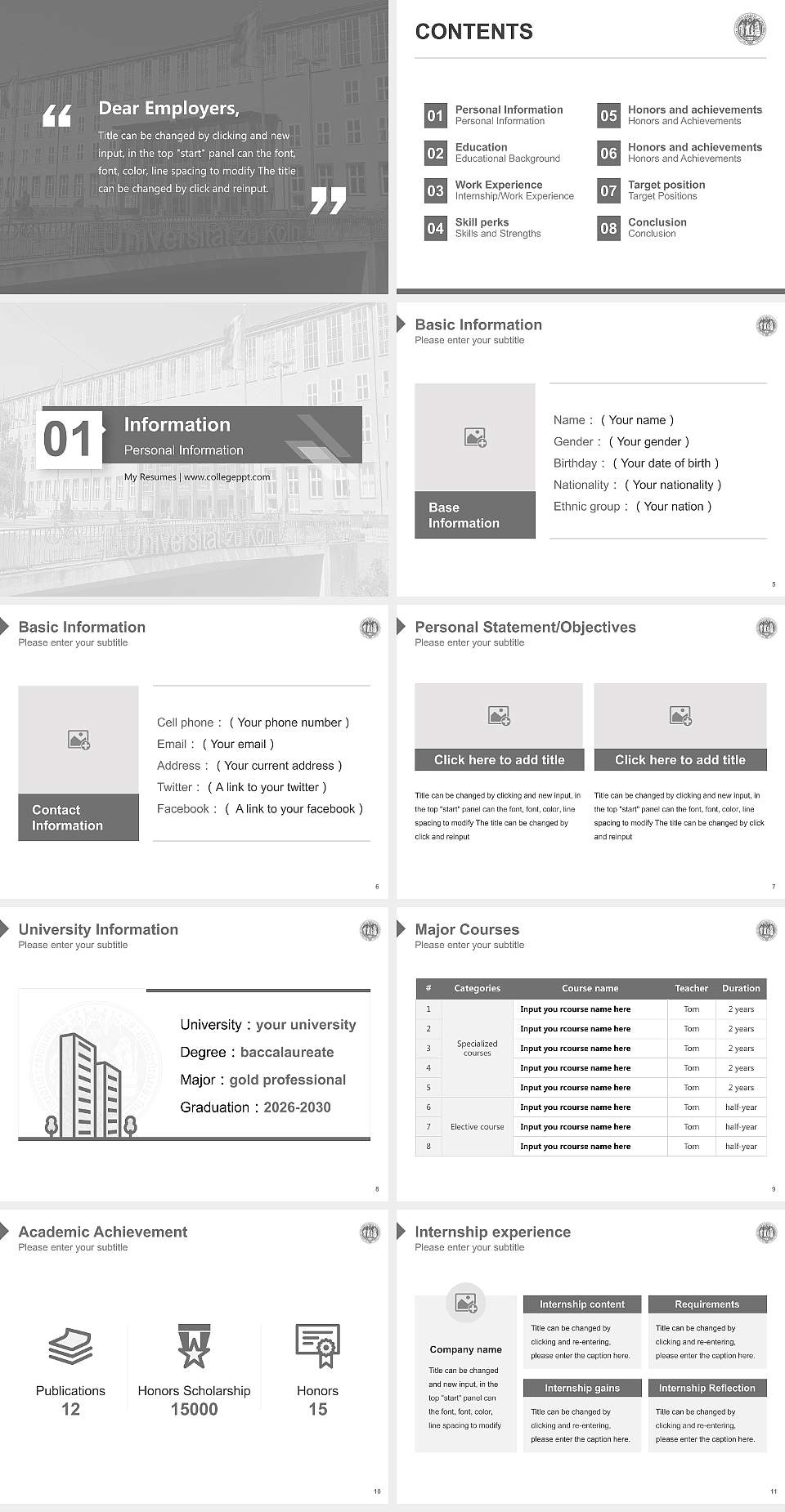 University of Cologne Resume PPT Template4:3 ratio PPT effect preview image2