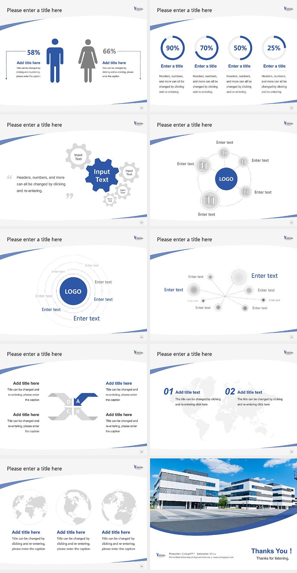 Rhine-Waal University of Applied Sciences Course/Courseware Creation PPT Template4:3 ratio PPT effect preview image4