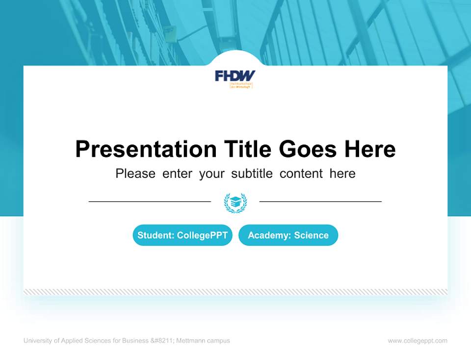 University of Applied Sciences for Business – Mettmann campus National Scholarship Defense PPT Template4:3 ratio PPT effect preview image4