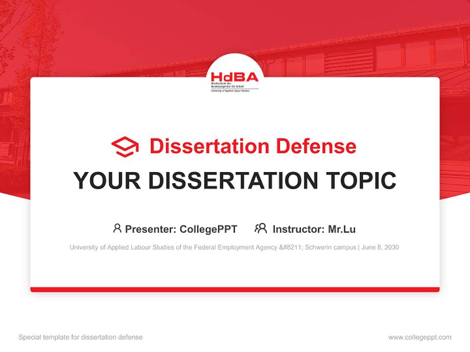 University of Applied Labour Studies of the Federal Employment Agency – Schwerin campus Graduation Thesis Defense PPT Template4:3 ratio PPT effect preview image7