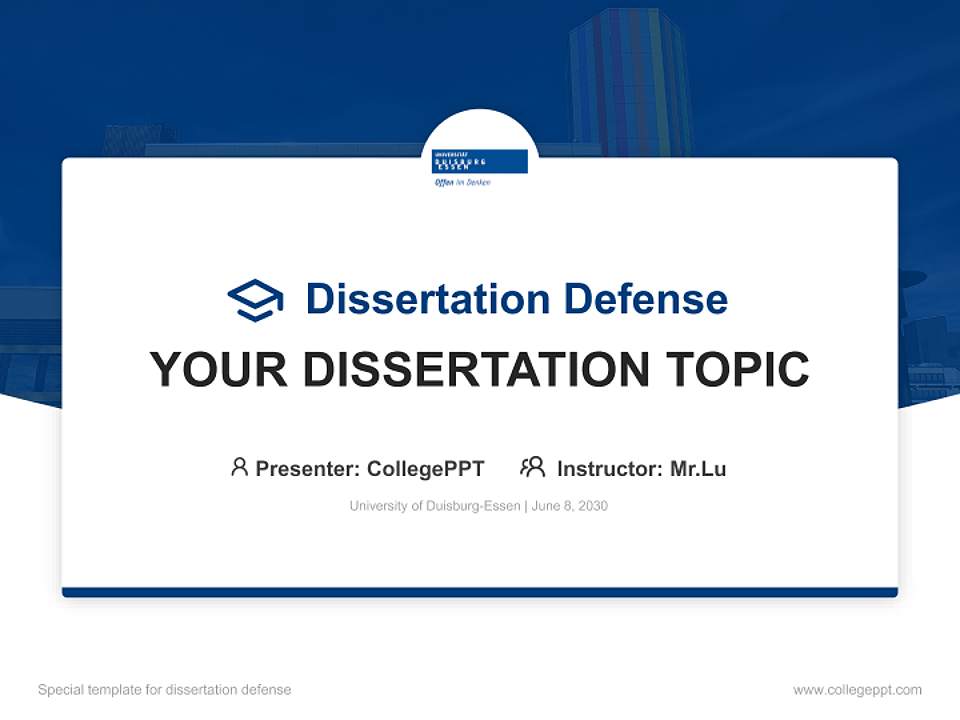 University of Duisburg-Essen Graduation Thesis Defense PPT Template4:3 ratio PPT effect preview image7