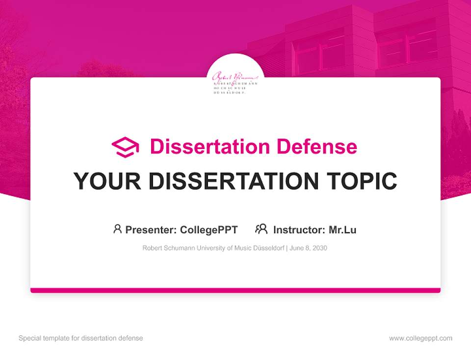 Robert Schumann University of Music Düsseldorf Graduation Thesis Defense PPT Template4:3 ratio PPT effect preview image7