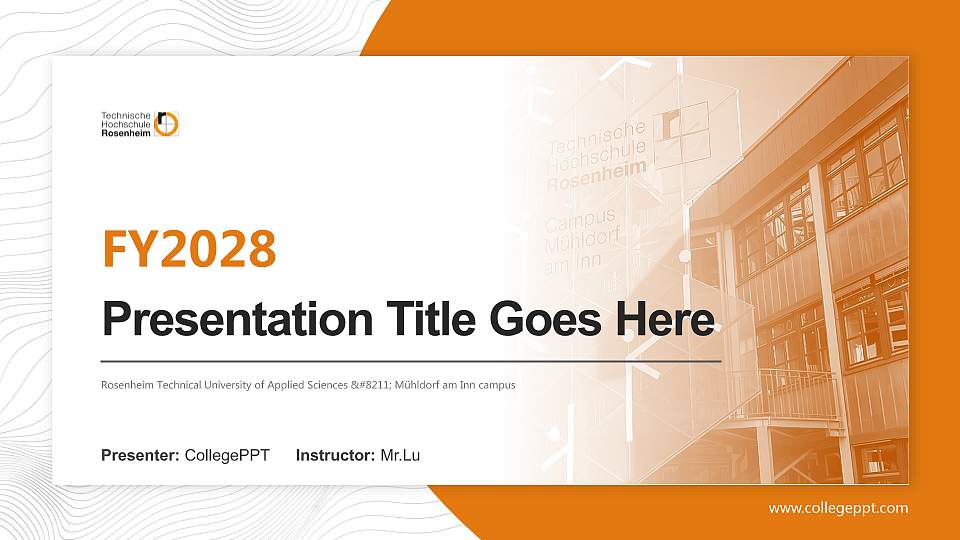 Rosenheim Technical University of Applied Sciences – Mühldorf am Inn campus Academic Presentation/Research Findings Report PPT Template16:9 ratio PPT effect preview image