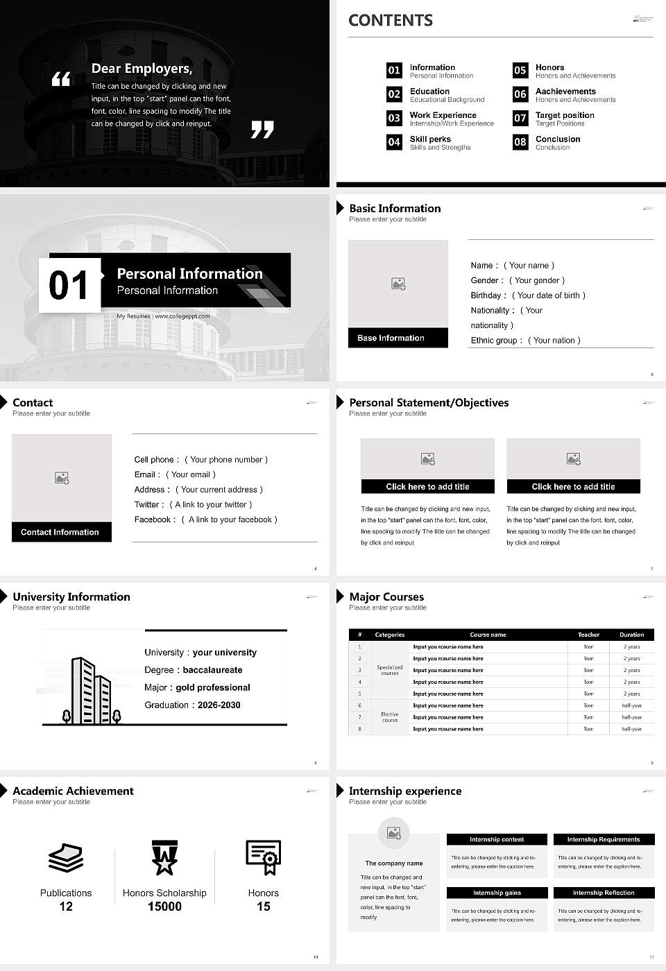 State University of Music and Performing Arts Stuttgart Resume PPT Template16:9 ratio PPT effect preview image2