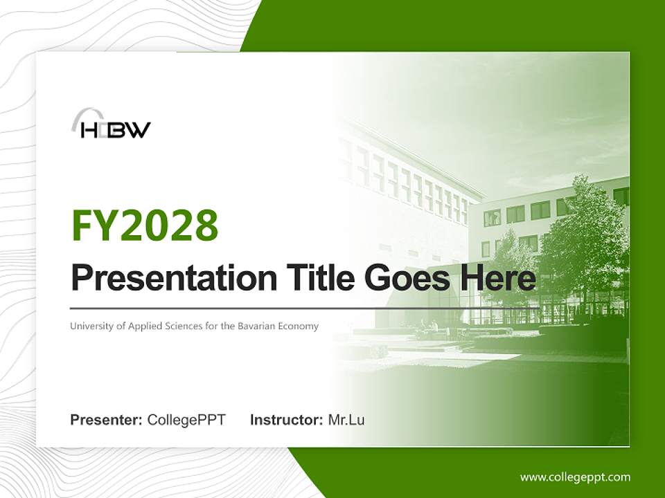 University of Applied Sciences for the Bavarian Economy Academic Presentation/Research Findings Report PPT Template4:3 ratio PPT effect preview image5