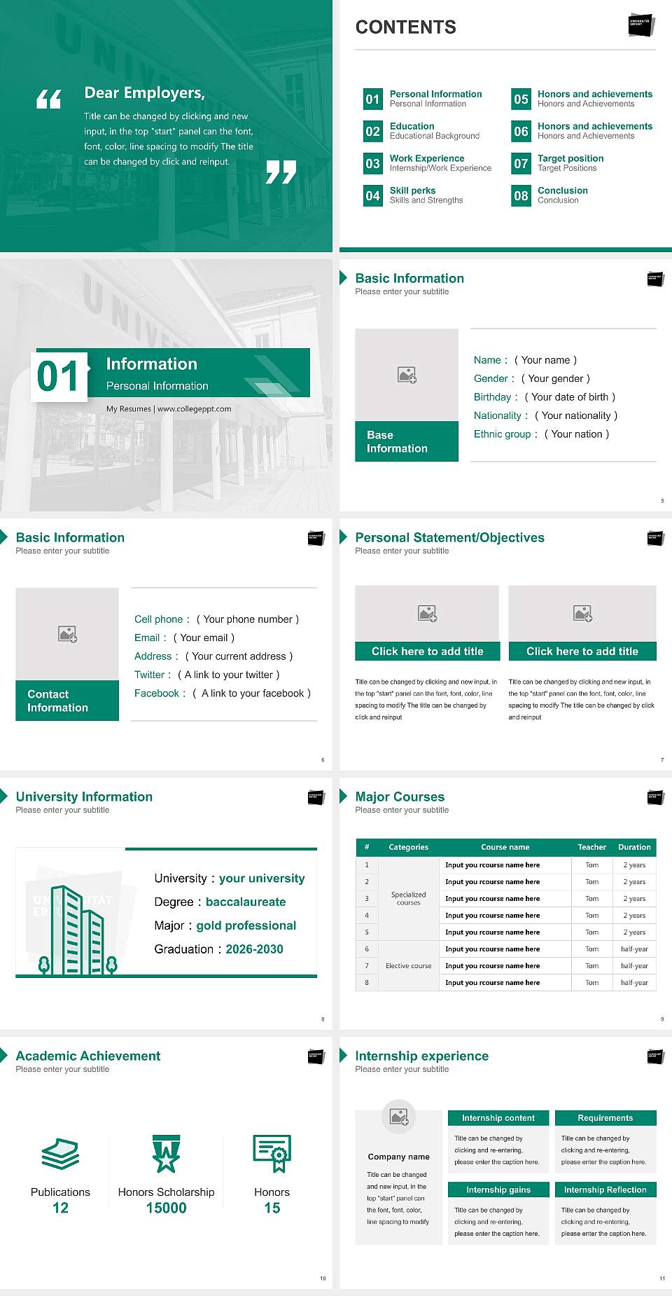 University of Erfurt Resume PPT Template4:3 ratio PPT effect preview image2