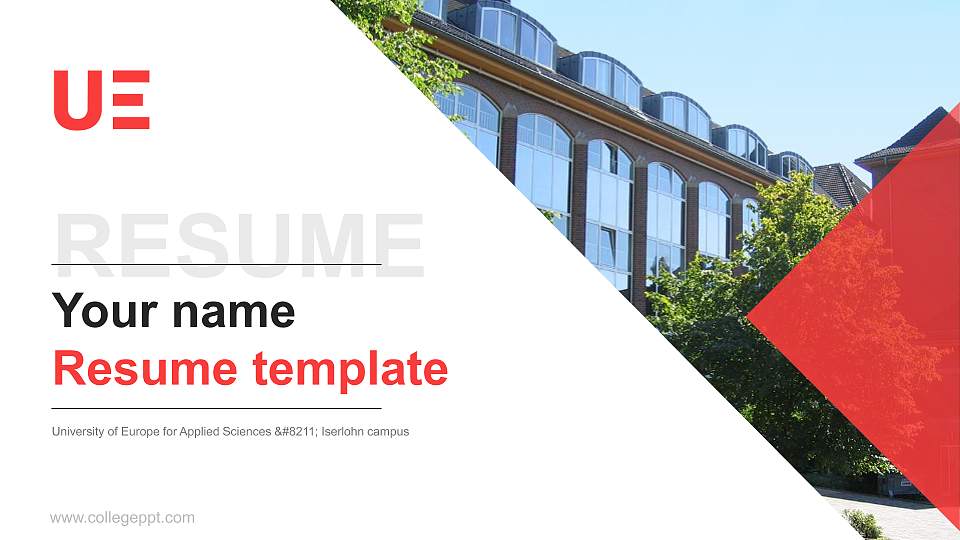 University of Europe for Applied Sciences – Iserlohn campus Resume PPT Template16:9 ratio PPT effect preview image