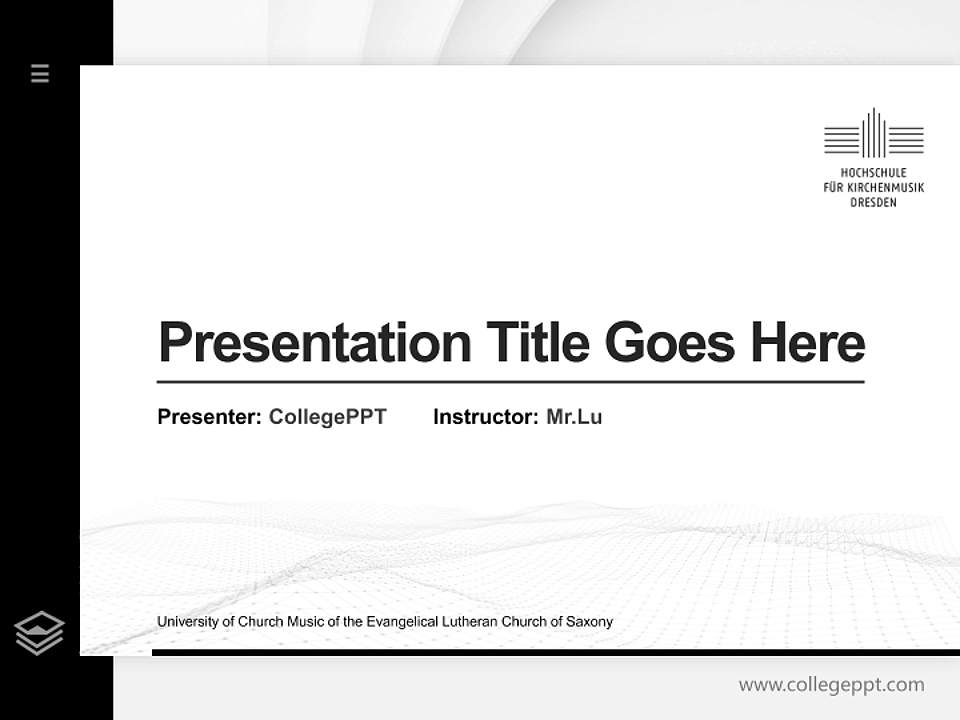 University of Church Music of the Evangelical Lutheran Church of Saxony Thesis Proposal/Graduation Defense PPT Template4:3 ratio PPT effect preview image5