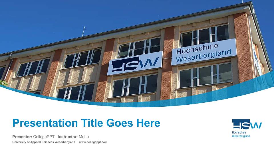 University of Applied Sciences Weserbergland Course/Courseware Creation PPT Template16:9 ratio PPT effect preview image