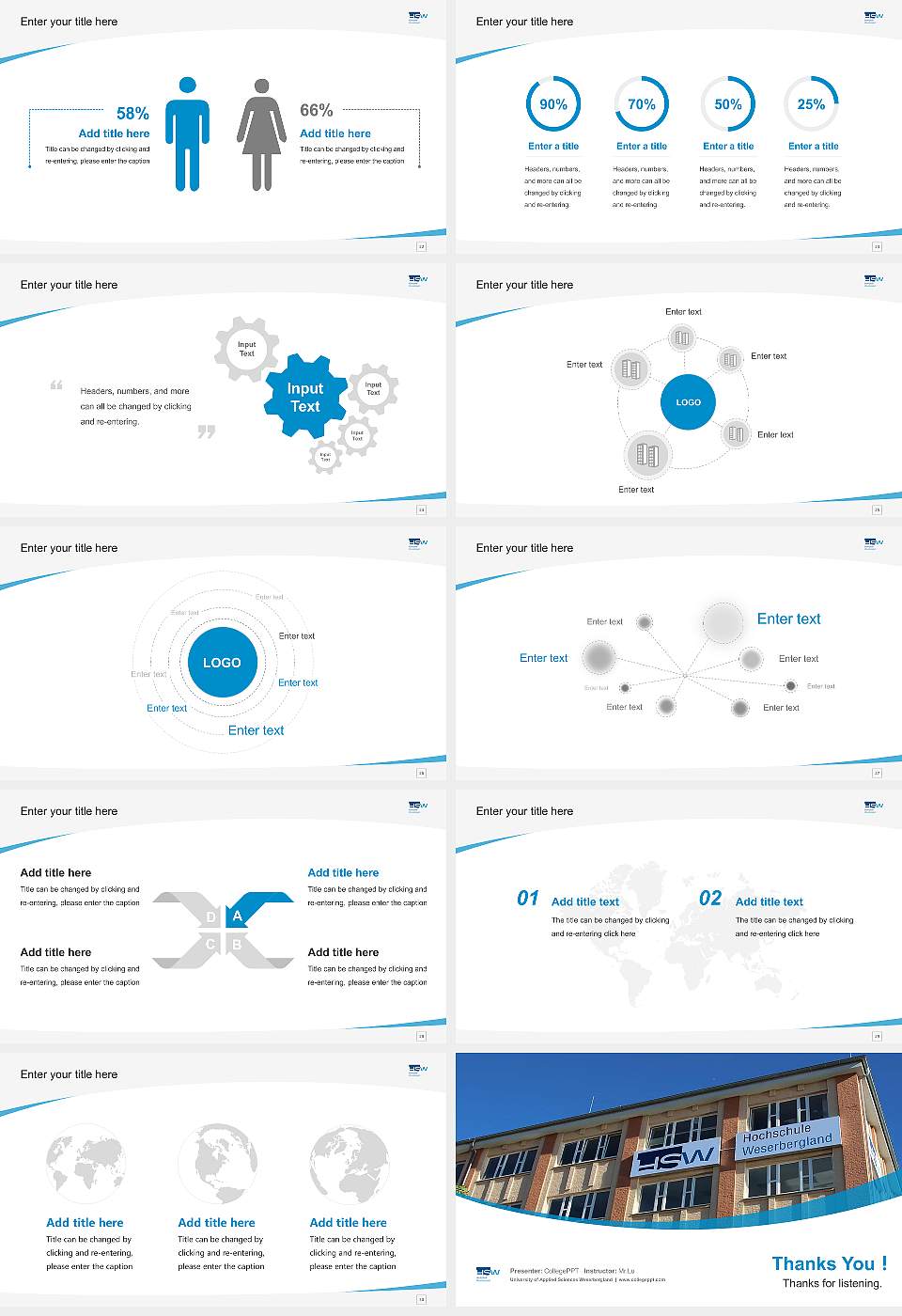 University of Applied Sciences Weserbergland Course/Courseware Creation PPT Template16:9 ratio PPT effect preview image4