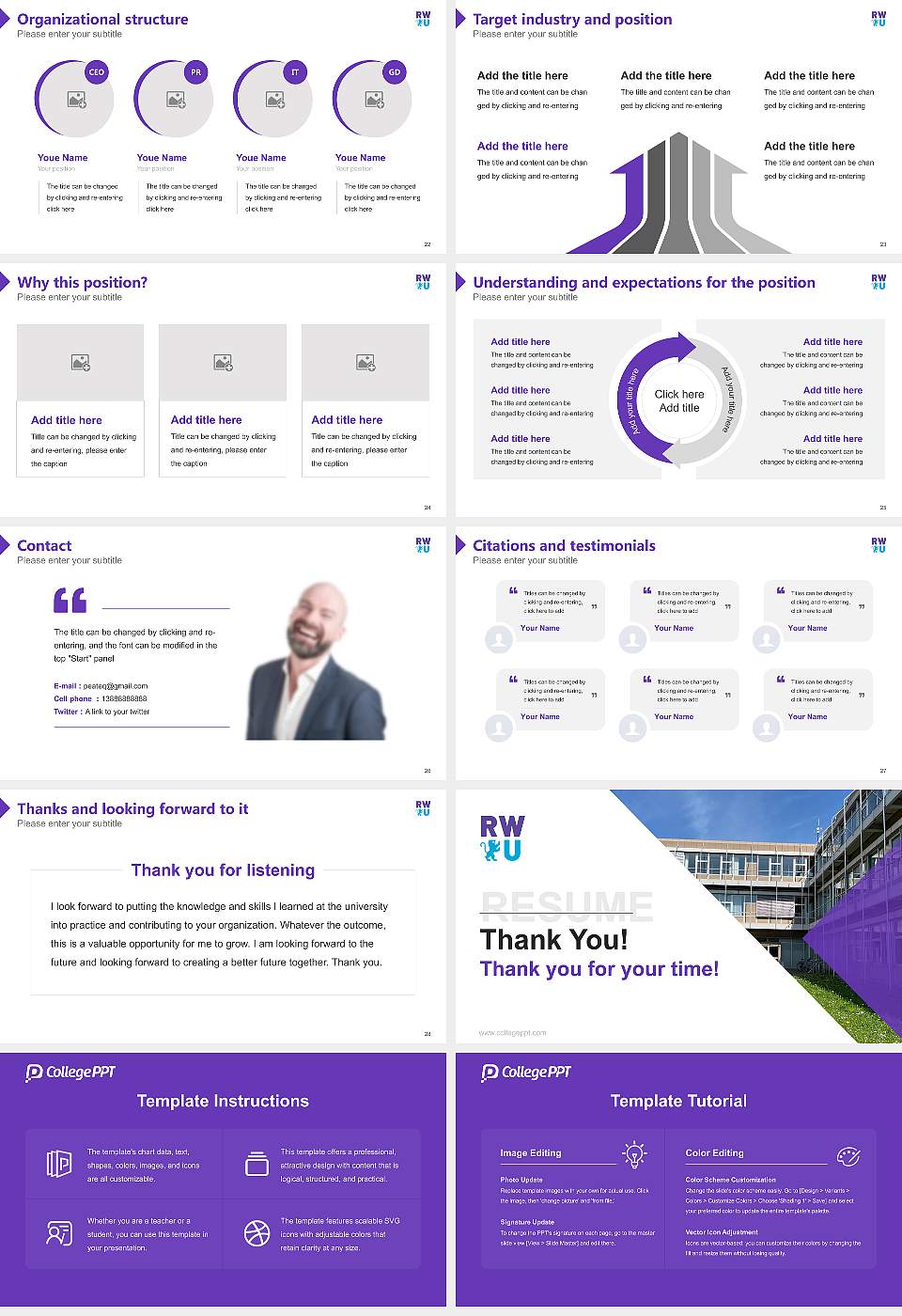 Ravensburg-Weingarten University of Applied Sciences Resume PPT Template16:9 ratio PPT effect preview image4