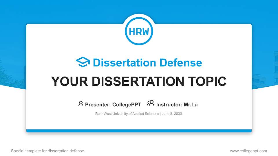 Ruhr West University of Applied Sciences Graduation Thesis Defense PPT Template16:9 ratio PPT effect preview image