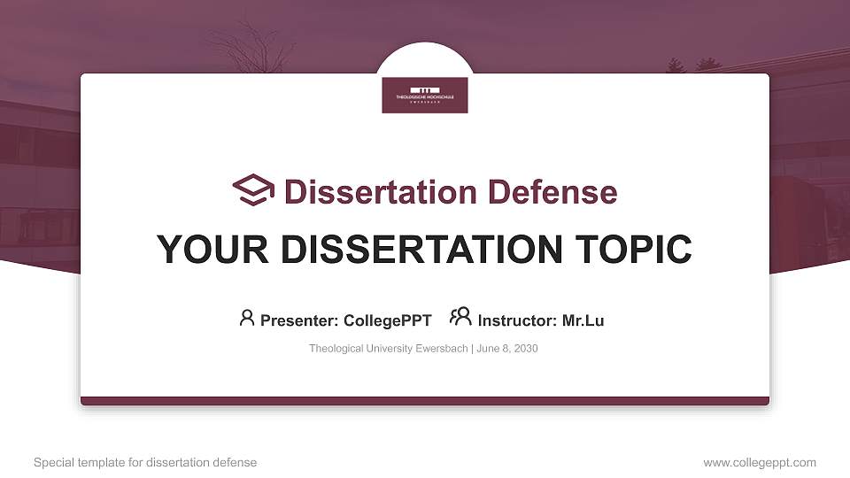 Theological University Ewersbach Graduation Thesis Defense PPT Template16:9 ratio PPT effect preview image