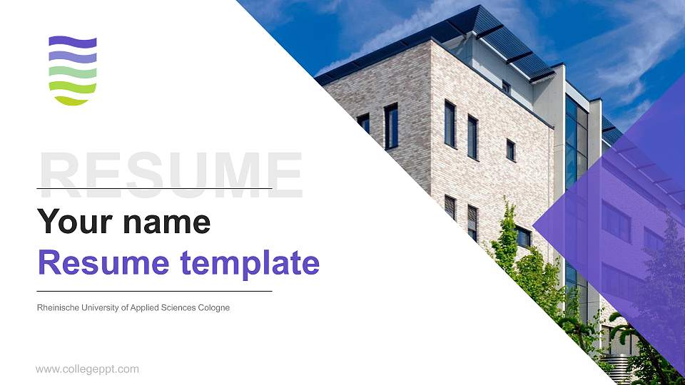 Rheinische University of Applied Sciences Cologne Resume PPT Template16:9 ratio PPT effect preview image