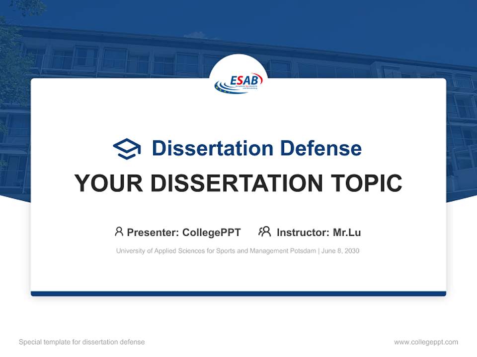 University of Applied Sciences for Sports and Management Potsdam Graduation Thesis Defense PPT Template4:3 ratio PPT effect preview image7