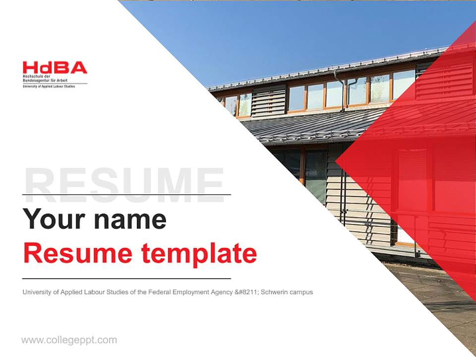 University of Applied Labour Studies of the Federal Employment Agency – Schwerin campus Resume PPT Template4:3 ratio PPT effect preview image5