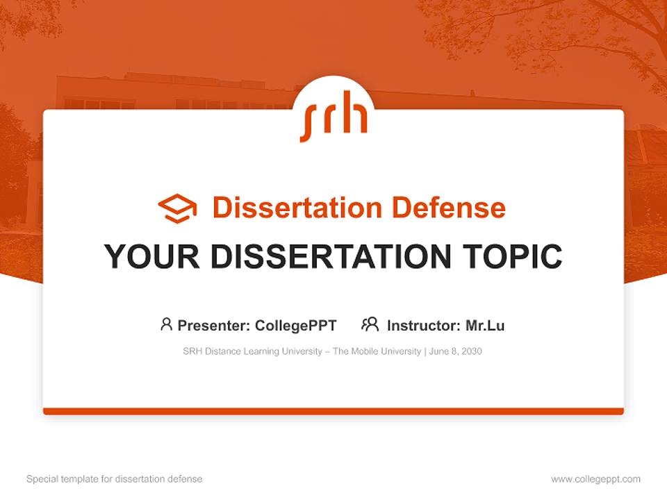 SRH Distance Learning University – The Mobile University Graduation Thesis Defense PPT Template4:3 ratio PPT effect preview image7