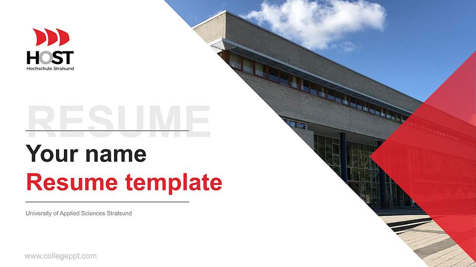 University of Applied Sciences Stralsund Resume PPT Template16:9 ratio PPT effect preview image