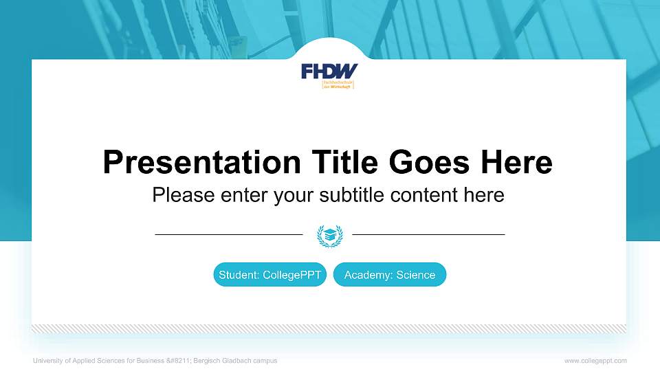 University of Applied Sciences for Business – Bergisch Gladbach campus National Scholarship Defense PPT Template16:9 ratio PPT effect preview image