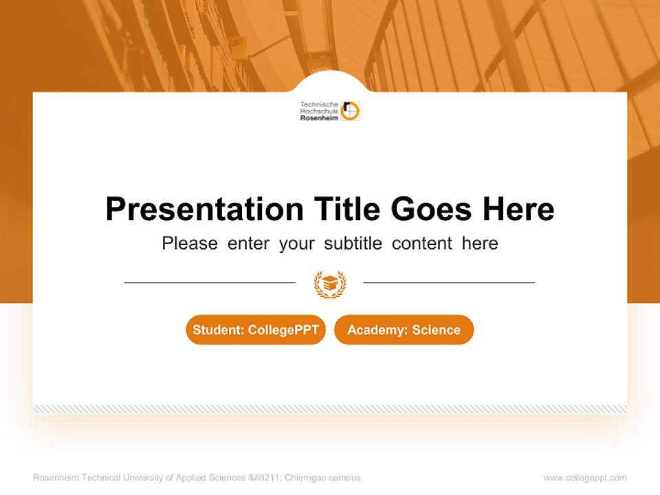 Rosenheim Technical University of Applied Sciences – Chiemgau campus National Scholarship Defense PPT Template4:3 ratio PPT effect preview image4