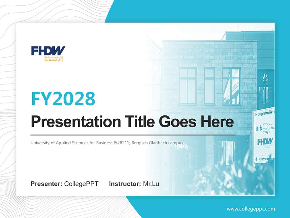 University of Applied Sciences for Business – Bergisch Gladbach campus Academic Presentation/Research Findings Report PPT Template4:3 ratio PPT effect preview image5