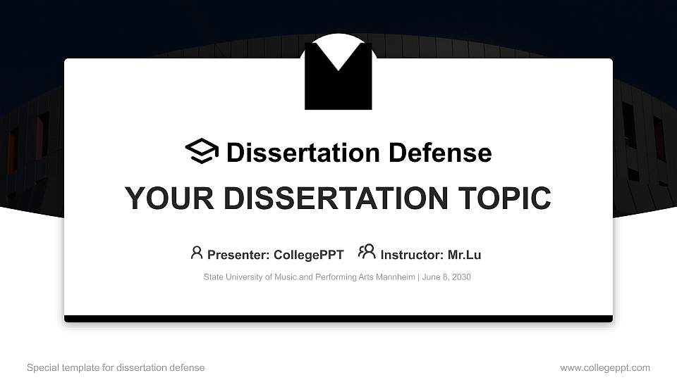 State University of Music and Performing Arts Mannheim Graduation Thesis Defense PPT Template16:9 ratio PPT effect preview image