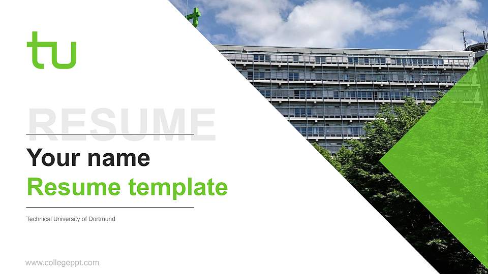 Technical University of Dortmund Resume PPT Template16:9 ratio PPT effect preview image