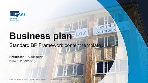 University of Applied Sciences Weserbergland Competition/Entrepreneurship Contest PPT Template